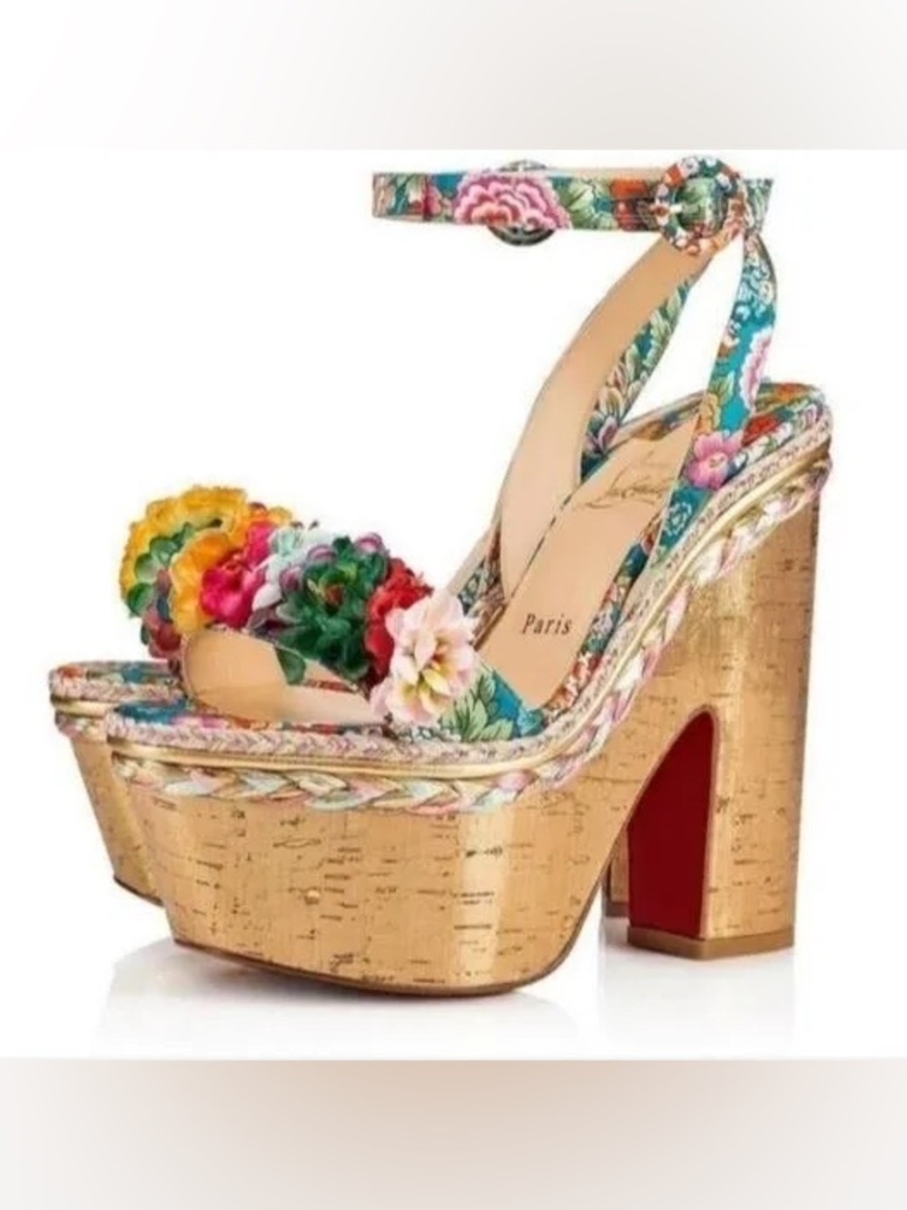 Christian Louboutin Arielle Sevillana version multi gold platform sandals - Picture 2 of 8